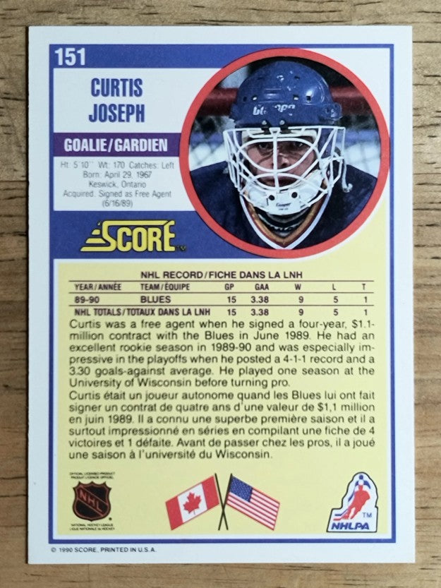 1990-91 Score #151 Curtis Joseph RC