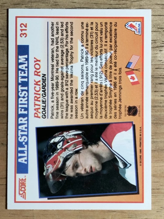 1990-91 Score #312 Patrick Roy AS1