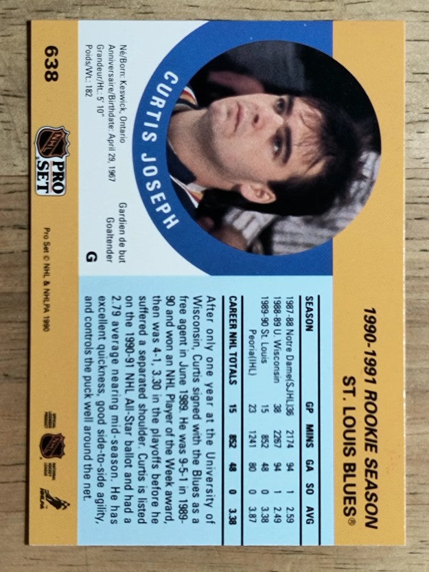 1990-91 Pro Set #638 Curtis Joseph RC