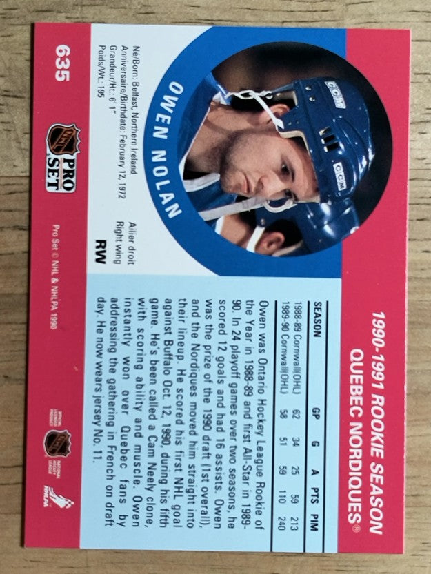 1990-91 Pro Set #635 Owen Nolan