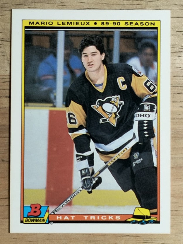 1990-91 Bowman Hat Tricks #2 Mario Lemieux