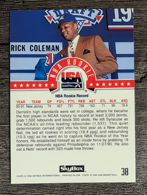 1994 SkyBox USA #38 Derrick Coleman/NBA Rookie