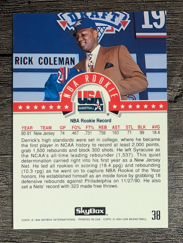 1994 SkyBox USA #38 Derrick Coleman/NBA Rookie
