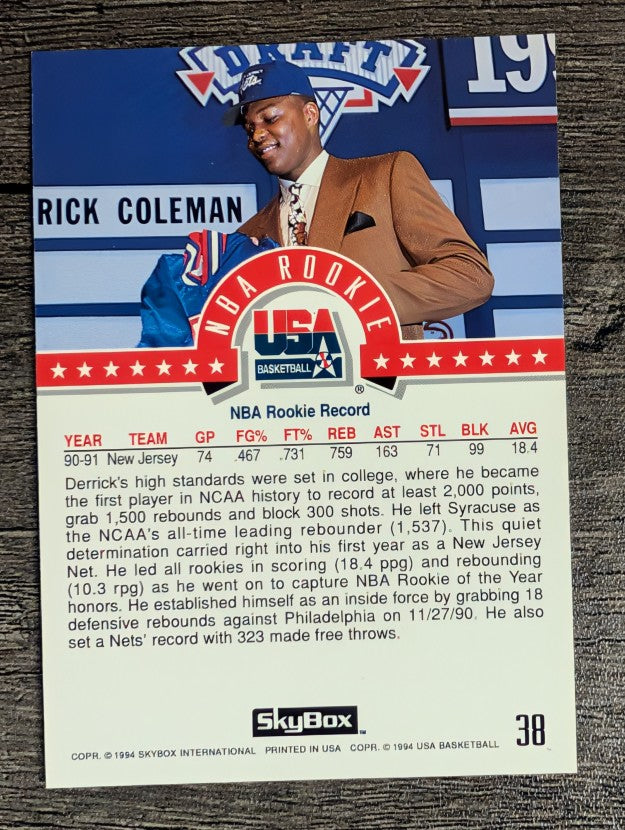 1994 SkyBox USA #38 Derrick Coleman/NBA Rookie