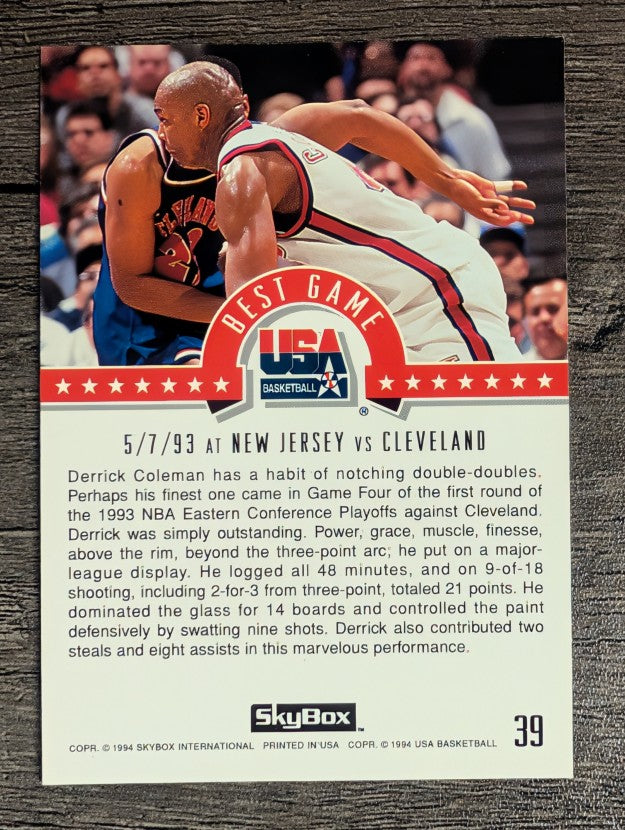 1994 SkyBox USA #39 Derrick Coleman/Best Game