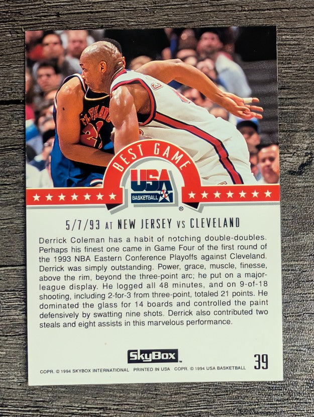 1994 SkyBox USA #39 Derrick Coleman/Best Game