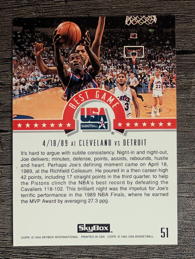 1994 SkyBox USA #51 Joe Dumars/Best Game