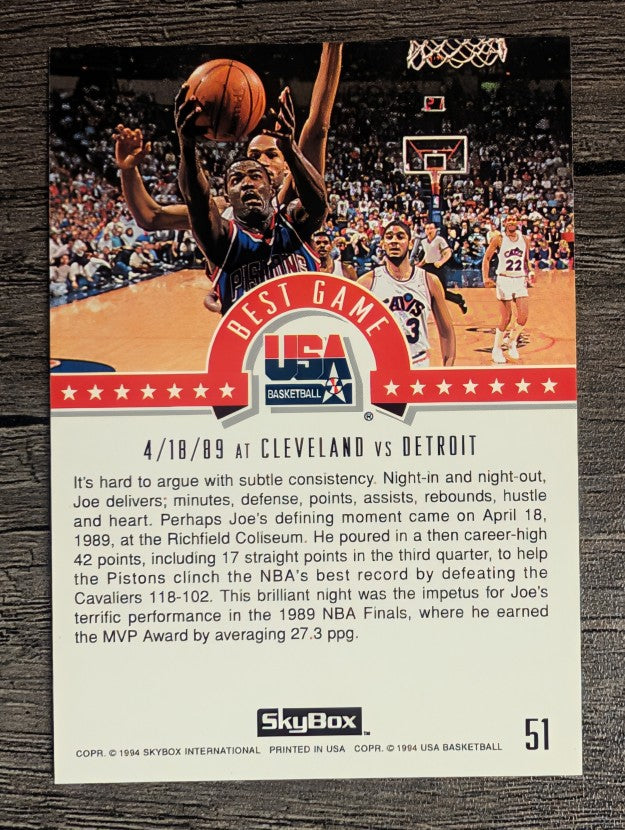 1994 SkyBox USA #51 Joe Dumars/Best Game