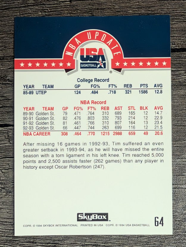 1994 SkyBox USA #64 Tim Hardaway/NBA Update