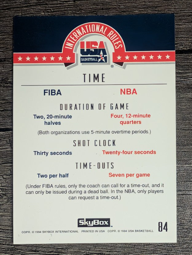 1994 SkyBox USA #84 International Rules/Time