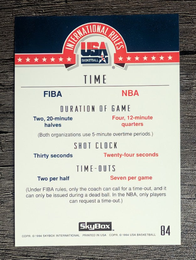 1994 SkyBox USA #84 International Rules/Time