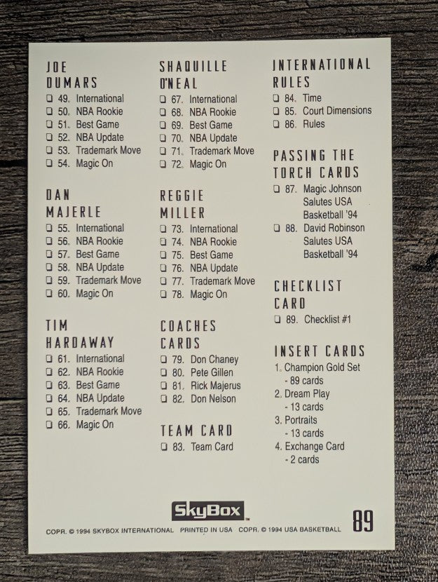 1994 SkyBox USA #89 Checklist