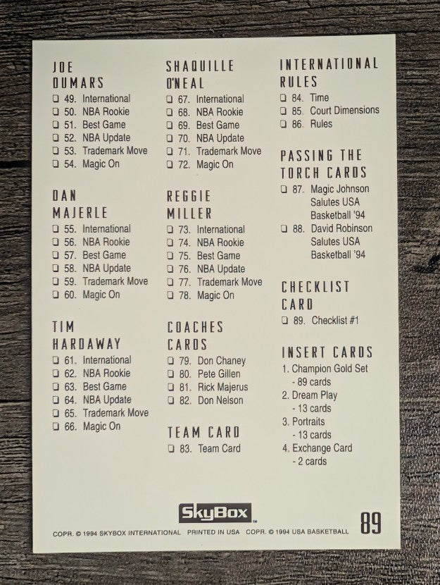 1994 SkyBox USA #89 Checklist