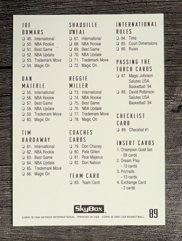 1994 SkyBox USA #89 Checklist