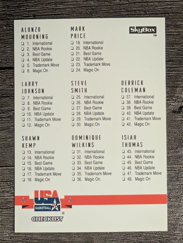 1994 SkyBox USA #89 Checklist