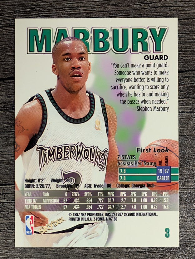 1997-98 Z-Force #3 Stephon Marbury