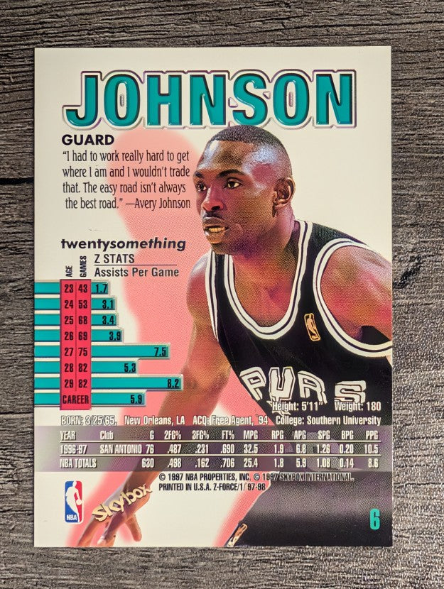 1997-98 Z-Force #6 Avery Johnson