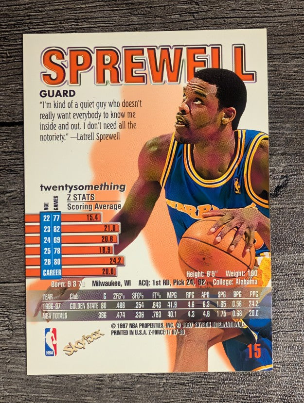 1997-98 Z-Force #15 Latrell Sprewell