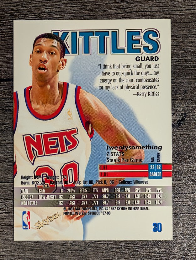 1997-98 Z-Force #30 Kerry Kittles