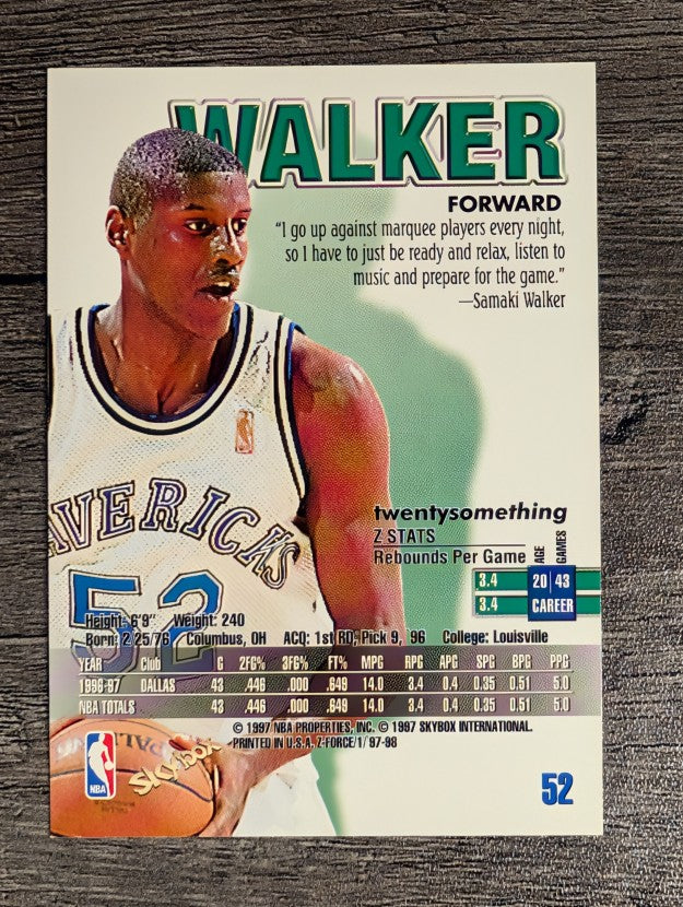 1997-98 Z-Force #52 Samaki Walker