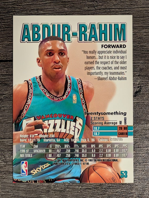 1997-98 Z-Force #53 Shareef Abdur-Rahim