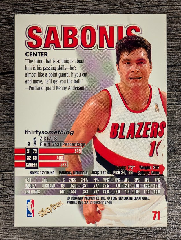 1997-98 Z-Force #71 Arvydas Sabonis