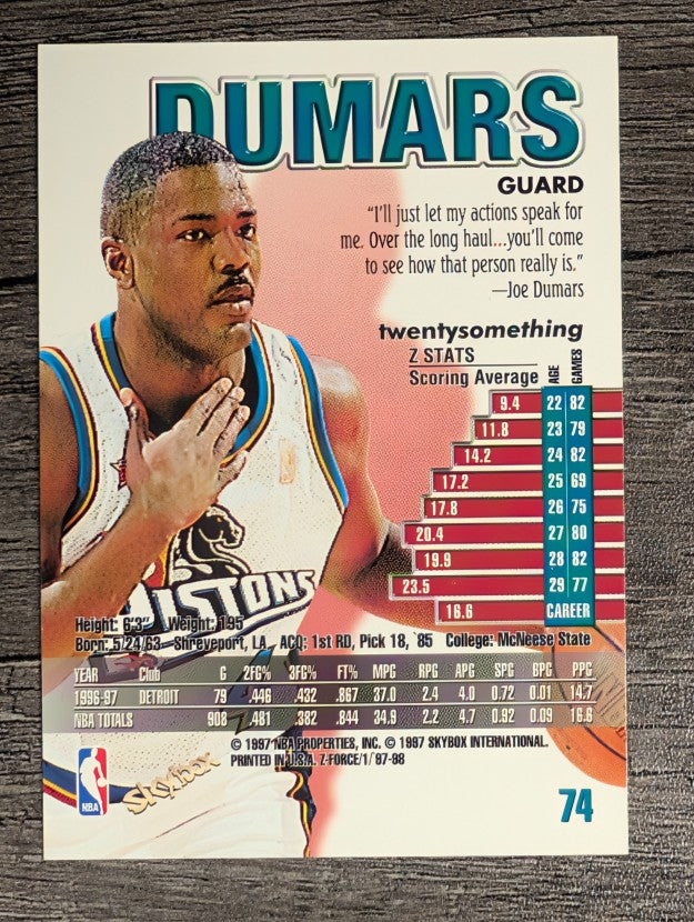 1997-98 Z-Force #74 Joe Dumars