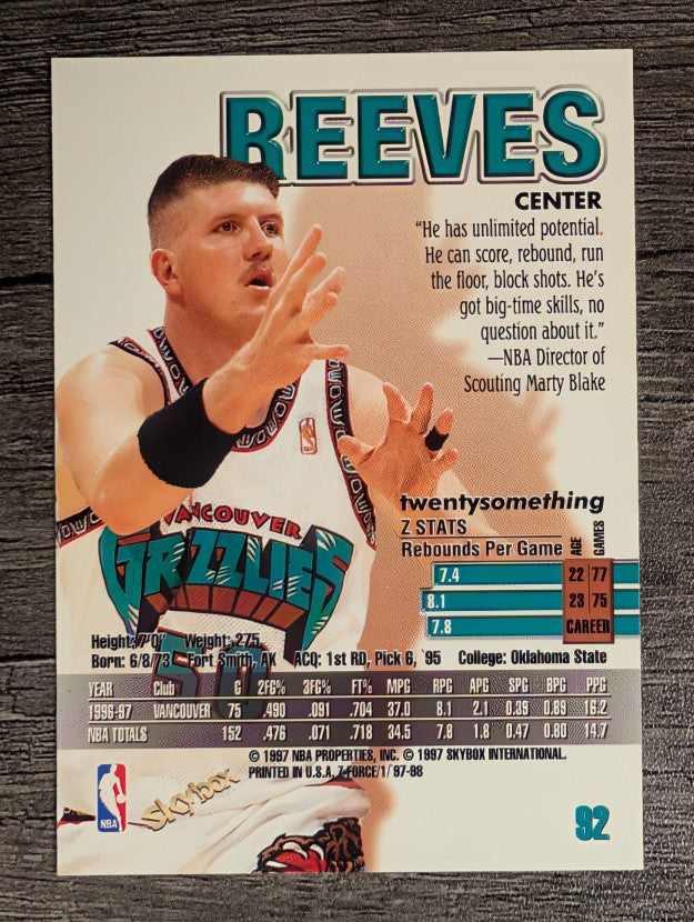1997-98 Z-Force #92 Bryant Reeves