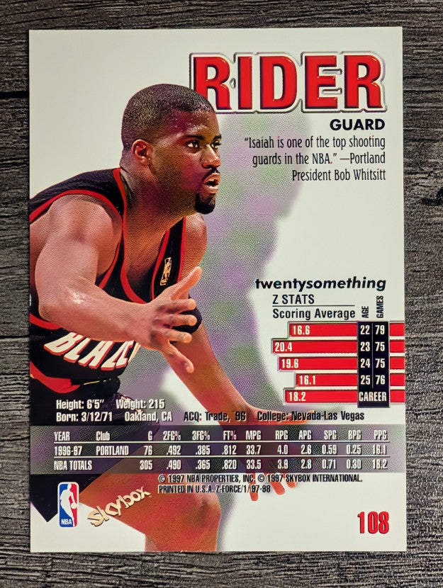 1997-98 Z-Force #108 Isaiah Rider