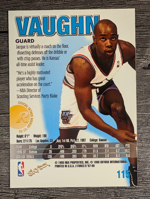 1997-98 Z-Force #115 Jacque Vaughn RC