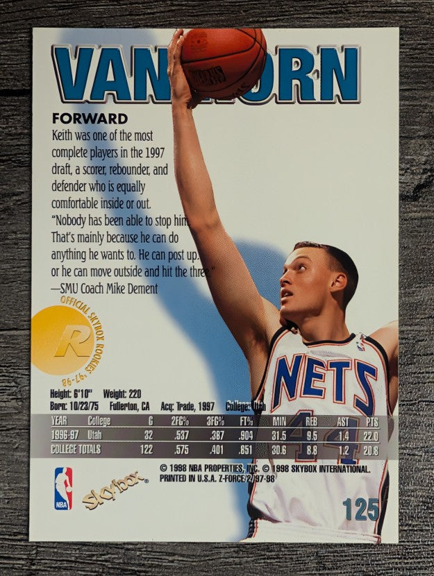 1997-98 Z-Force #125 Keith Van Horn RC