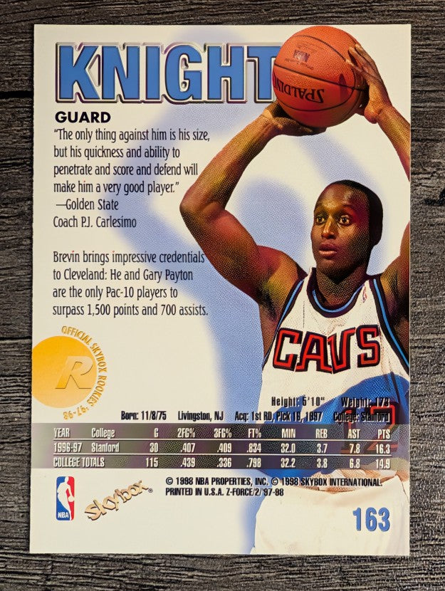 1997-98 Z-Force #163 Brevin Knight RC