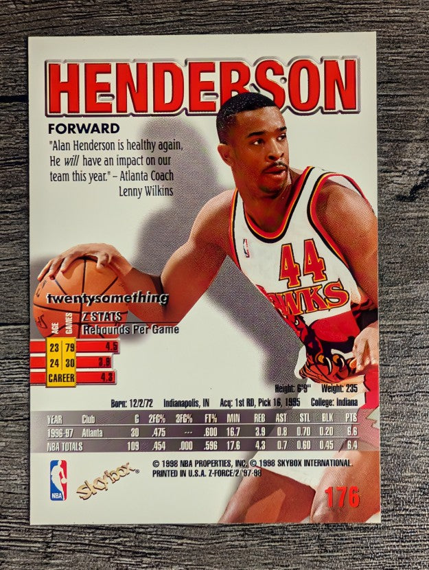 1997-98 Z-Force #176 Alan Henderson