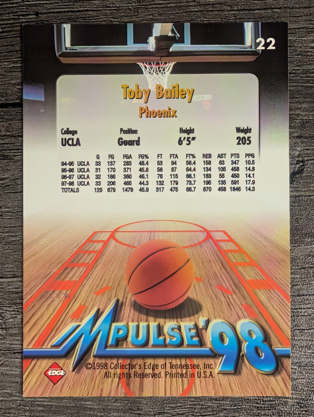 1998 Collector's Edge Impulse #22 Toby Bailey