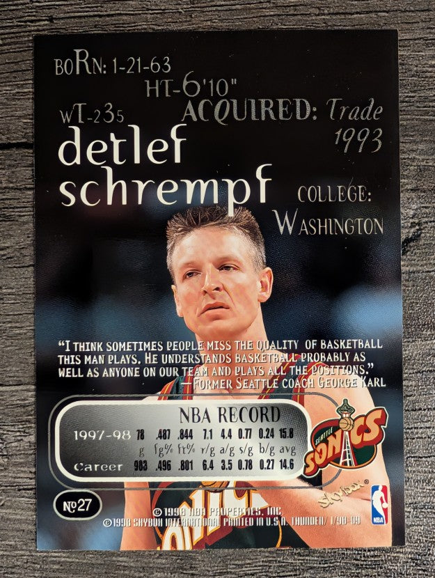 1998-99 SkyBox Thunder #27 Detlef Schrempf