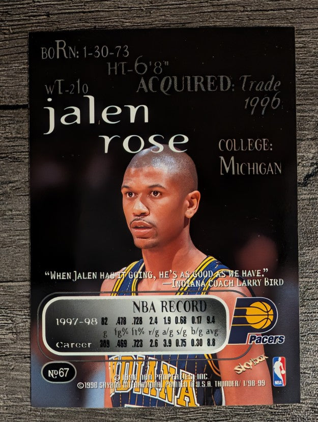 1998-99 SkyBox Thunder #67 Jalen Rose