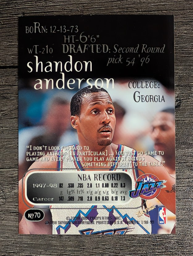 1998-99 SkyBox Thunder #70 Shandon Anderson