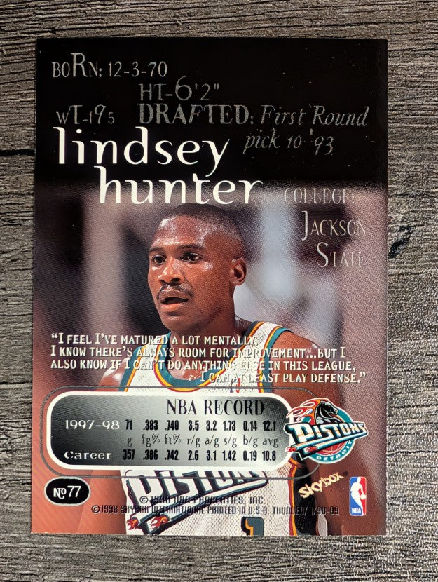 1998-99 SkyBox Thunder #77 Lindsey Hunter
