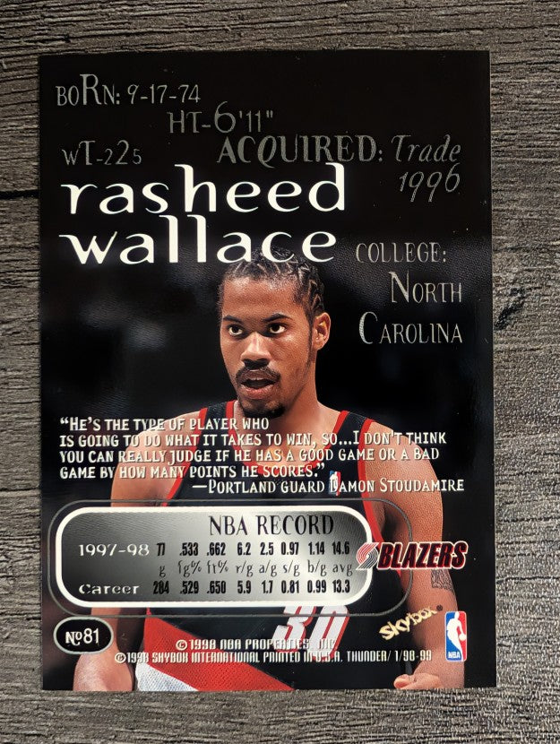 1998-99 SkyBox Thunder #81 Rasheed Wallace