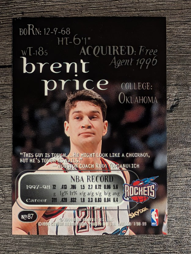 1998-99 SkyBox Thunder #87 Brent Price