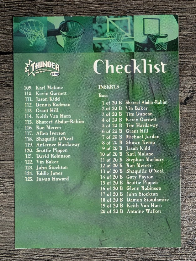 1998-99 SkyBox Thunder #127 Checklist