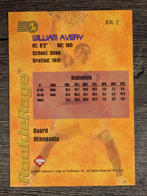 1999 Collector's Edge Rookie Rage #RR2 William Avery