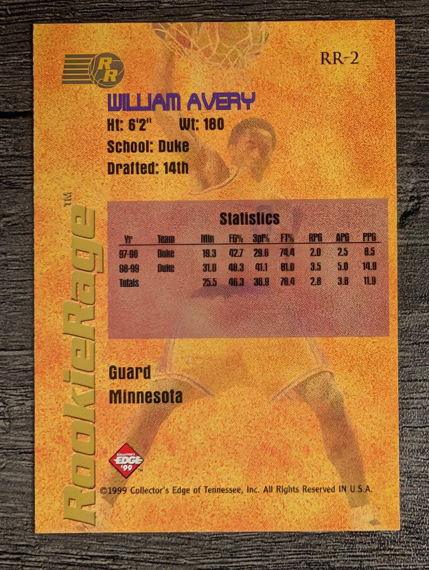 1999 Collector's Edge Rookie Rage #RR2 William Avery