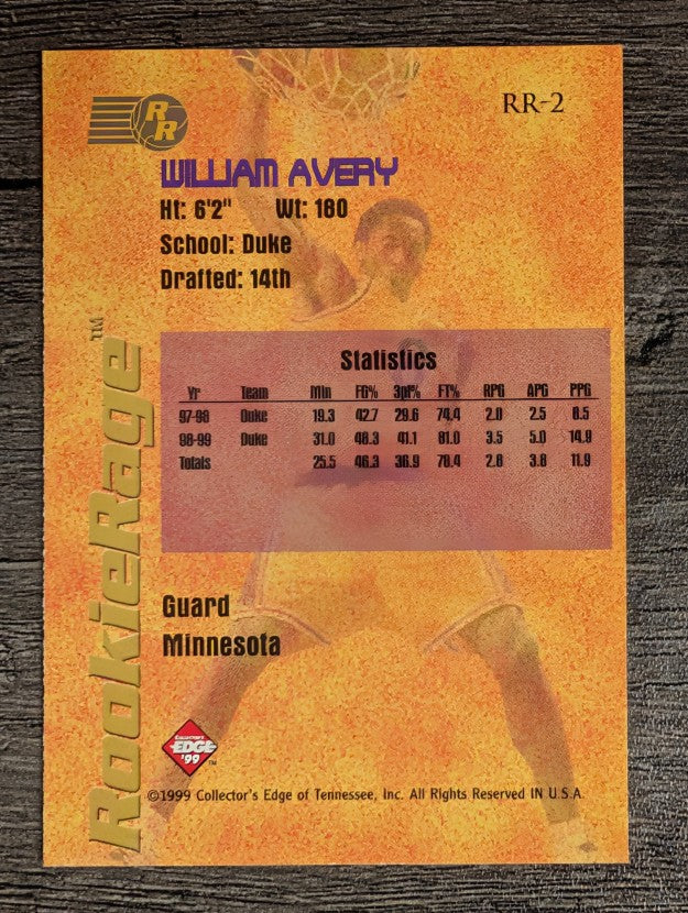 1999 Collector's Edge Rookie Rage #RR2 William Avery