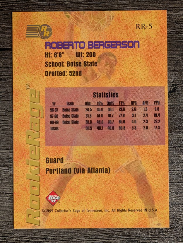 1999 Collector's Edge Rookie Rage #RR5 Roberto Bergersen