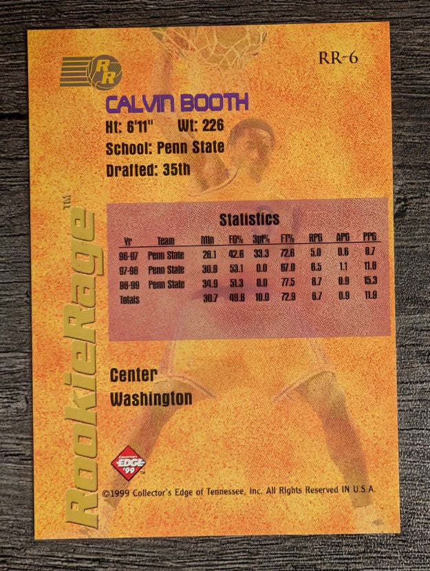 1999 Collector's Edge Rookie Rage #RR6 Calvin Booth