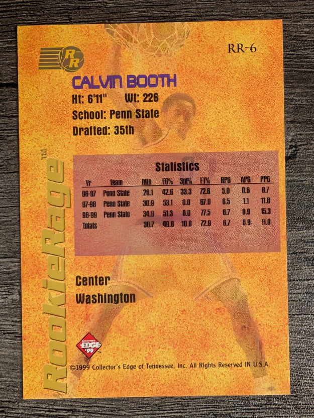 1999 Collector's Edge Rookie Rage #RR6 Calvin Booth