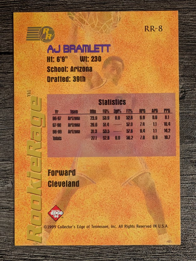 1999 Collector's Edge Rookie Rage #RR8 A.J. Bramlett