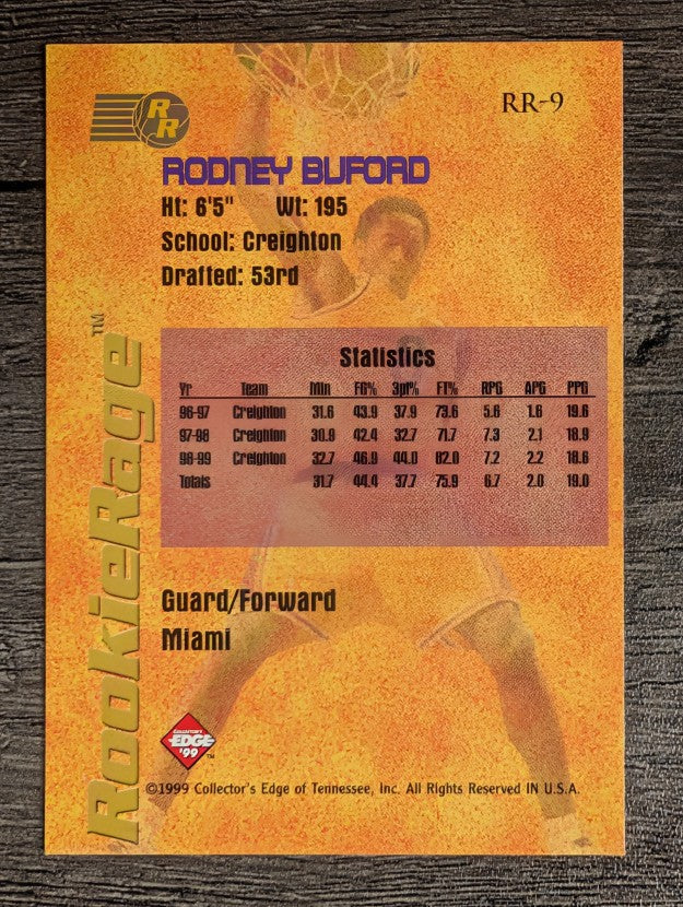 1999 Collector's Edge Rookie Rage #RR9 Rodney Buford