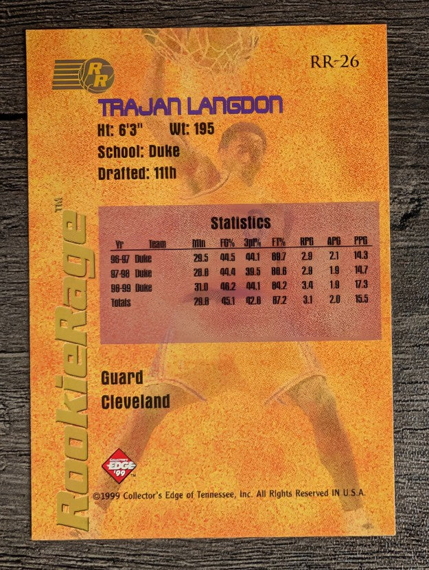 1999 Collector's Edge Rookie Rage #RR26 Trajan Langdon